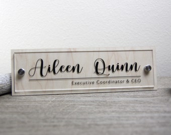 Wall-mount Name Plate | Office Name Sign | Acrylic Name Sign | Home Office Sign | New Job Office Décor | Promotion Gift | Boss Gift