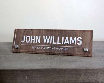 Custom Acrylic Desk Name Plate, UV Printed Office Name Sign, Executive Desk Name Plaque