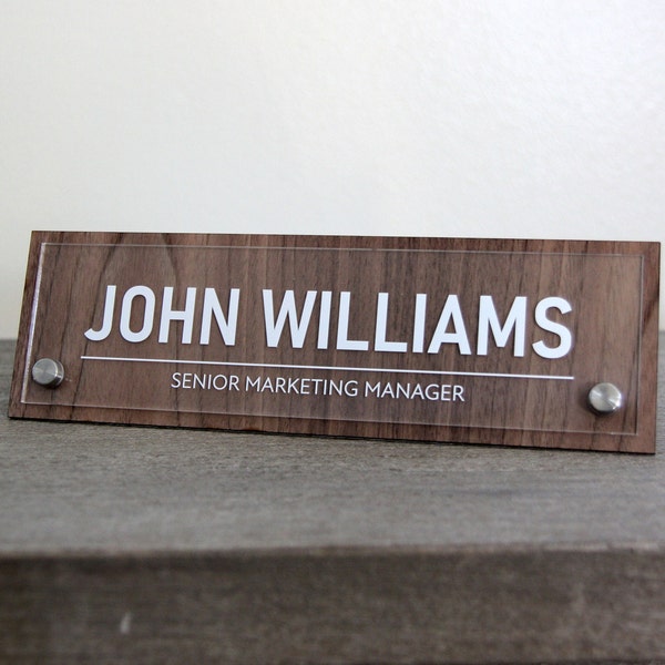 Bold - UV Printed Desk Name Plate | Office Name Sign | Acrylic Name Plate | Executive Desk Sign | New Office / Promotion Gift | Boss Gift
