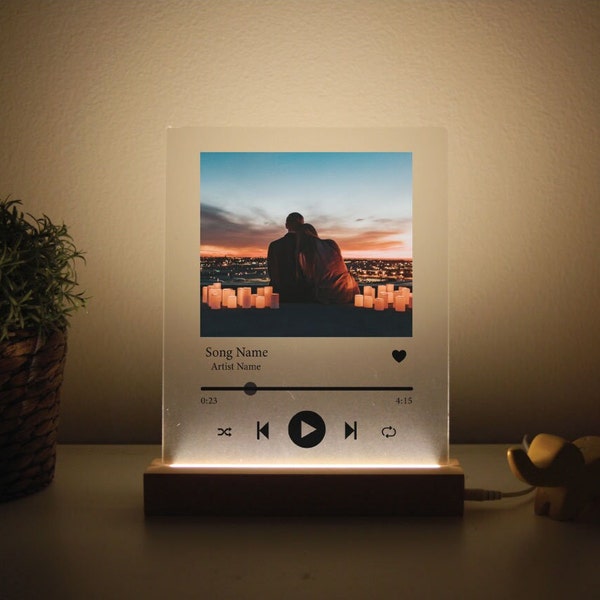 Light Up - Custom Acrylic Song Plaque | Couples Gift | Personalized Gifts for Lovers | Personalized Song Plaque with Photo | Music LED light