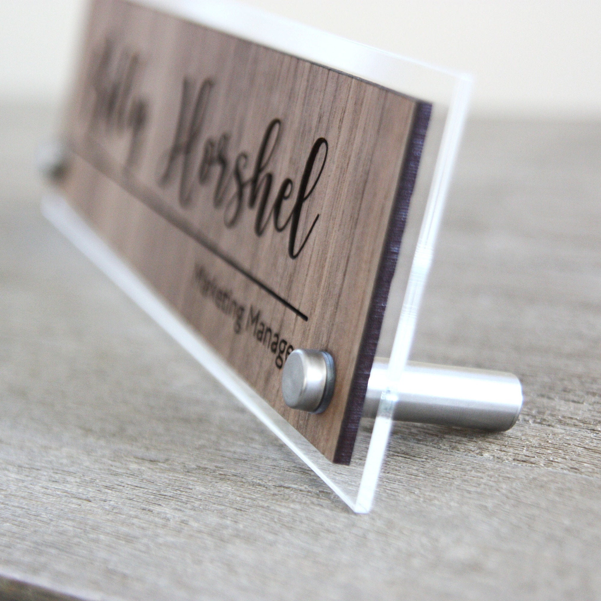 Script Laser Engraved Desk Name Plate Office Name Sign Etsy