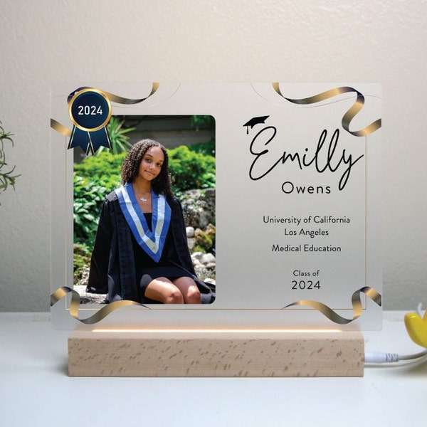 Light Up Custom Graduation Plaque | Graduation Photo Print | Class of 2024 | Graduation Gift | Graduation Award, Certificate