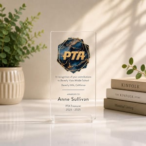 Personalized Acrylic Award Plaque | Custom Logo & Text Recognition Gift for PTA, Business,  Organizations