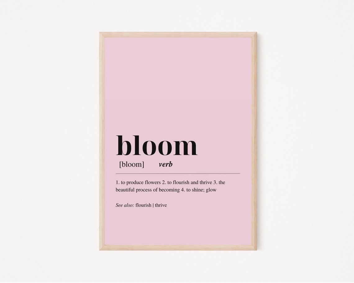 Bloom Definition Print Pastel Pink Printable Wall Art, Minimalist ...