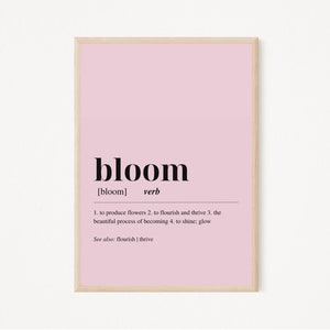 Bloom Definition Print Pastel Pink Printable Wall Art, Minimalist ...