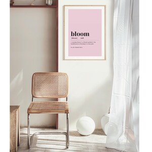 Bloom Definition Print Pastel Pink Printable Wall Art, Minimalist ...