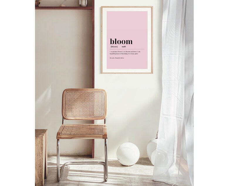 Bloom Definition Print Pastel Pink Printable Wall Art, Minimalist ...