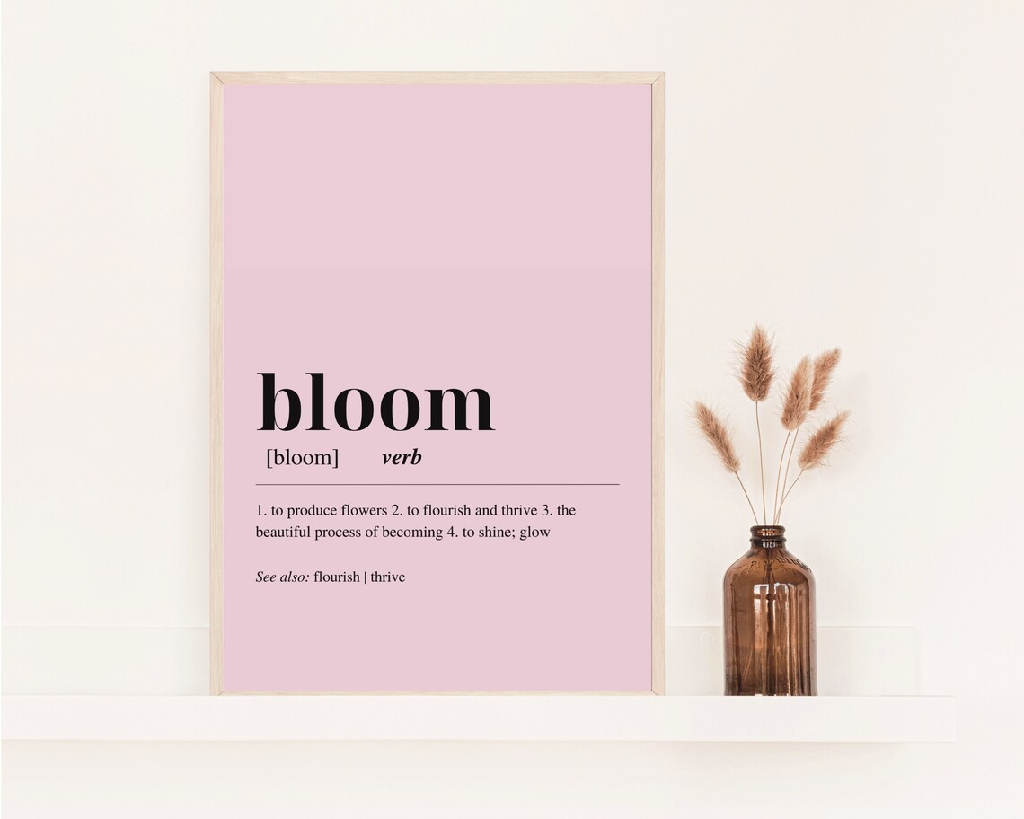 Bloom Definition Print Pastel Pink Printable Wall Art, Minimalist ...