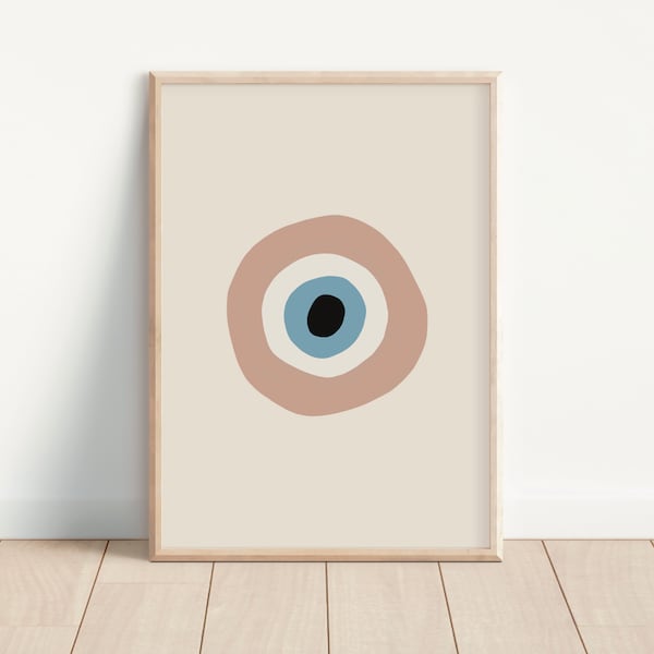 Traditional Evil Eye Pink | Eye of Protection, Digital Template, Travel Decor, Friendship Gift, Bohemian Decor, Pastel Decor, Abstract Art