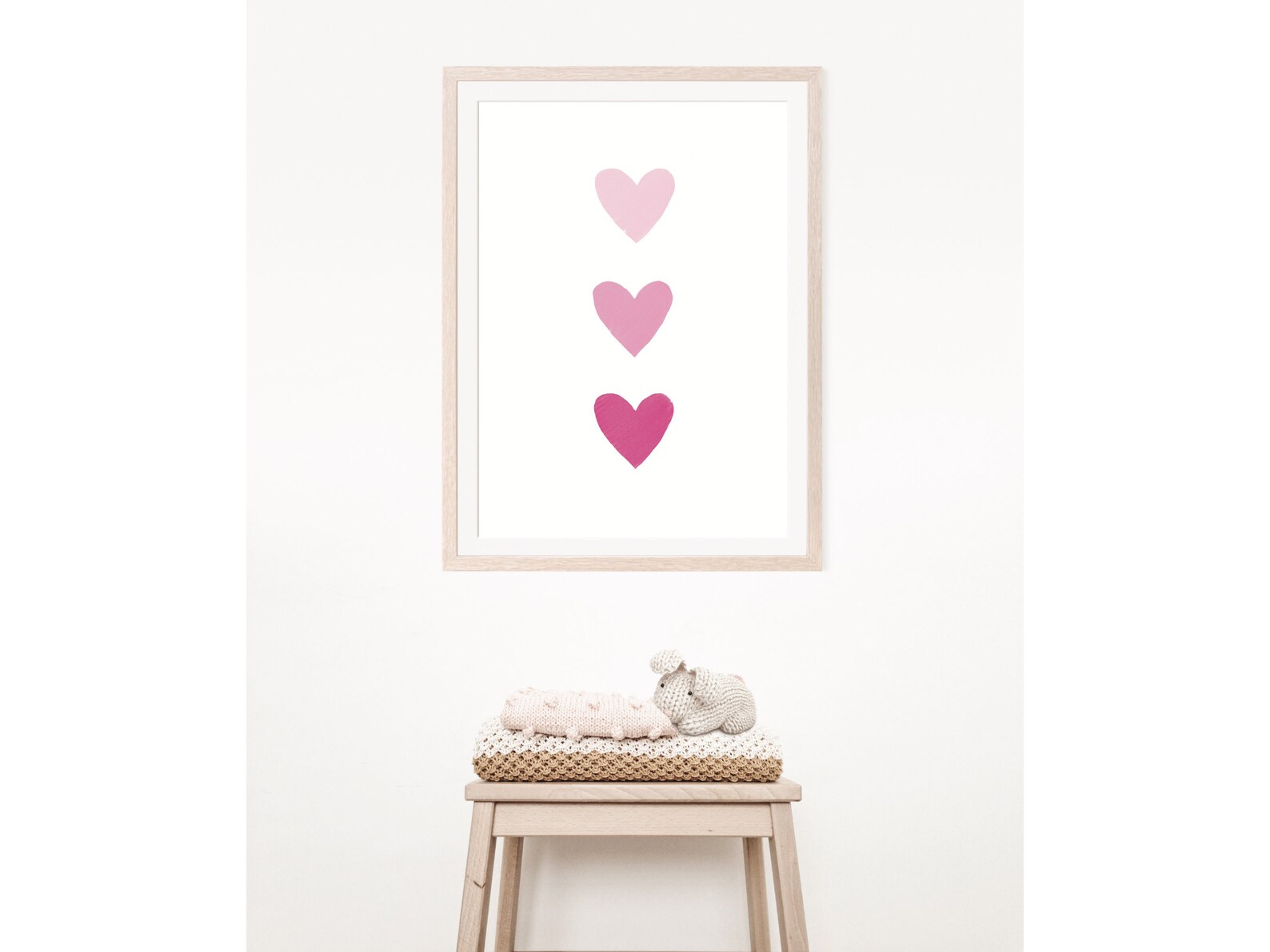 Lovely Hearts Pink Nursery Printable Wall Art Kids Bedroom Etsy