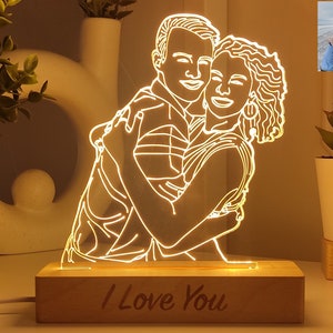 Custom led night light, gift for boyfriend, custom photo lamp as birthday gift, night lamp anniversary gift, personalized gift for couples