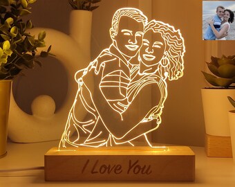 LED-Nachtlicht, personalisiertes Geschenk für Paare, personalisiertes Fotolampen-Geburtstagsgeschenk, personalisiertes Nachtlicht