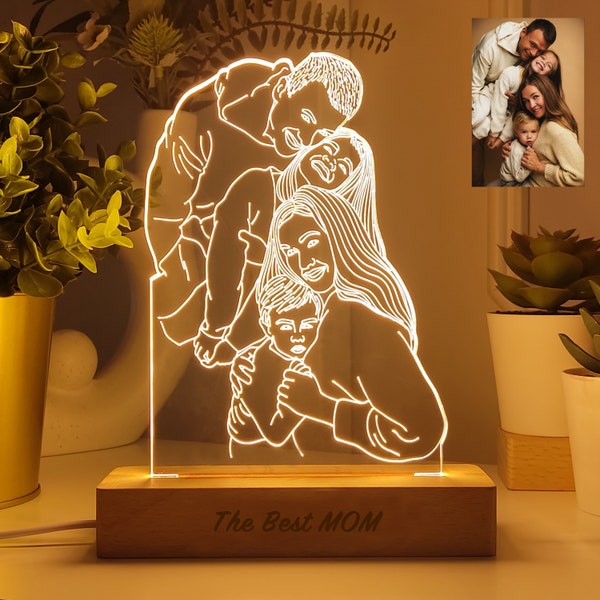 Custom night light as mothers day gift, personalized photo night light gift for mom, 3d photo lamp gift for her, acrylic led lamp, home deco