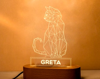 Lámpara 3D led Gato personalizada - Lámpara de noche con luz