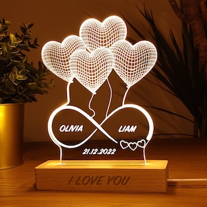 Lampada Led I love you con foto personalizzata