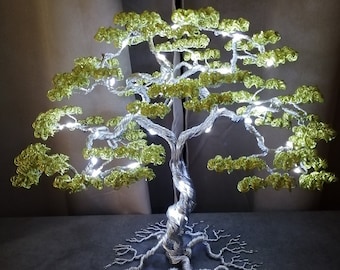 Arbre Bonsaï lumineux fil aluminium sculpture