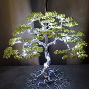 Luminous Bonsai tree aluminum wire sculpture