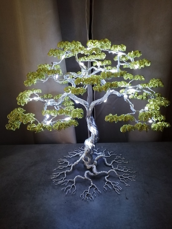 Bonsai Tree Illuminated Aluminum Wire Sculpture - Etsy Israel