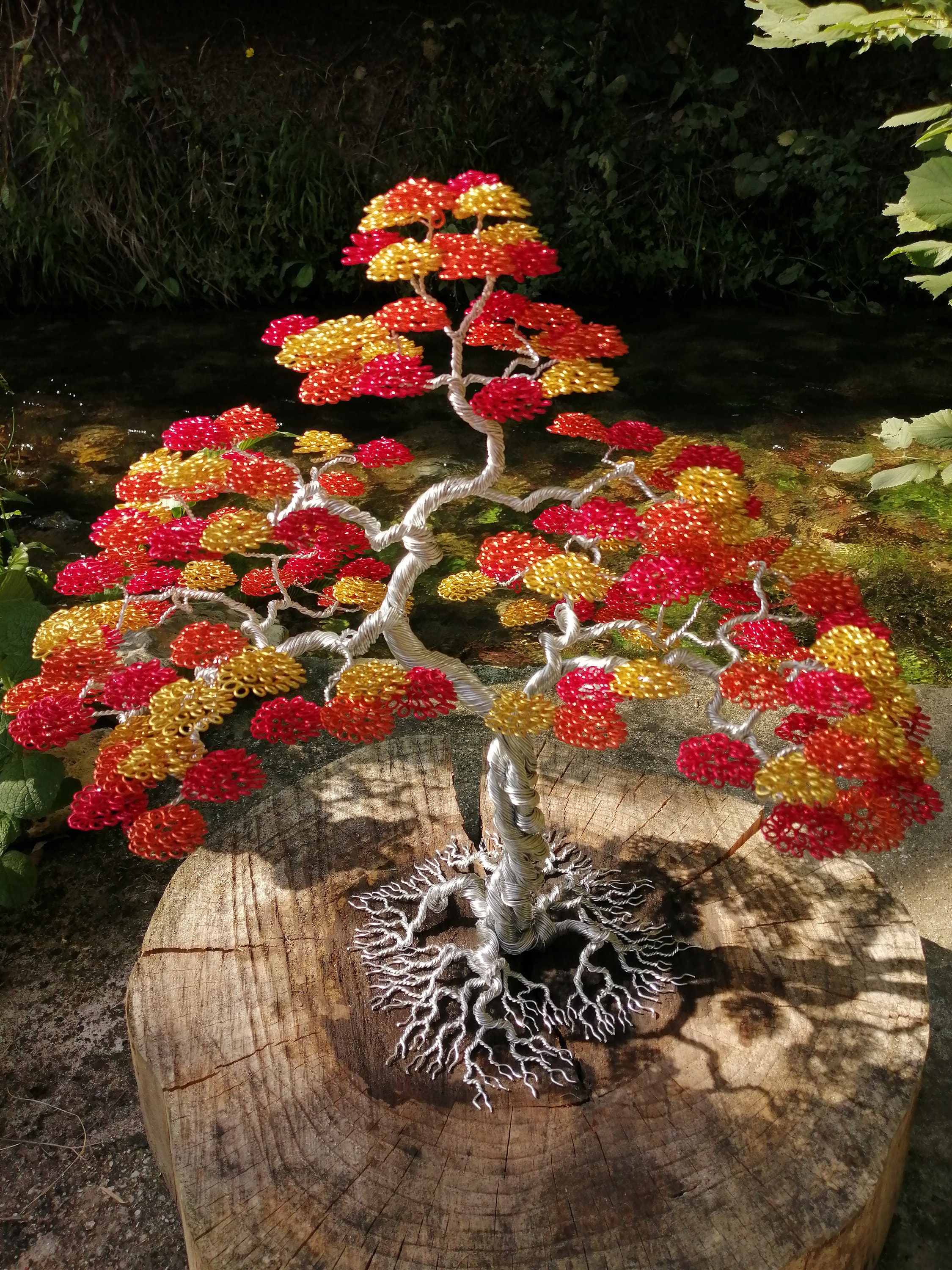 Bonsai tree aluminum wire sculpture