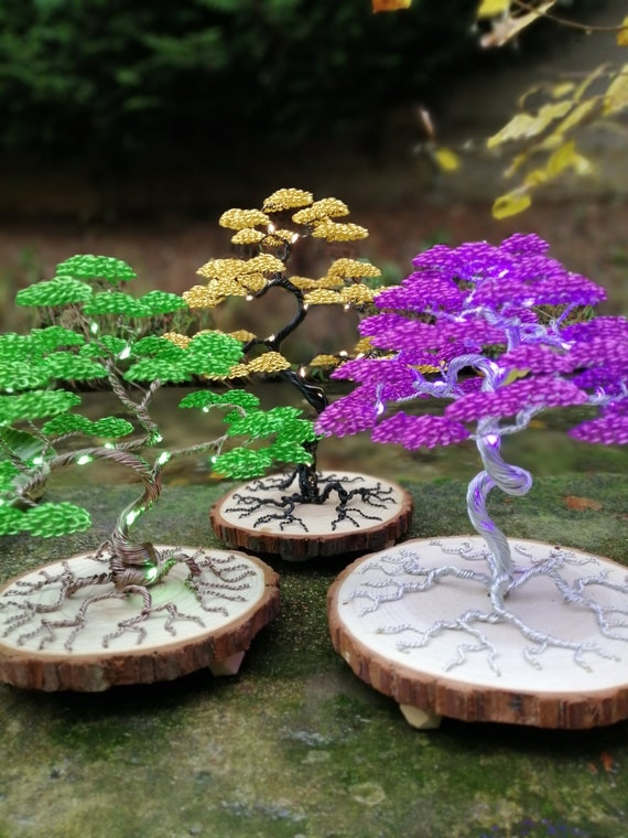 Escultura de alambre de aluminio de árbol bonsái luminoso -  España
