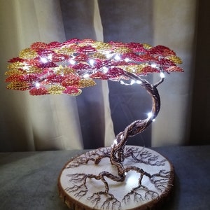 Luminous Bonsai tree aluminum wire sculpture 3 colors.