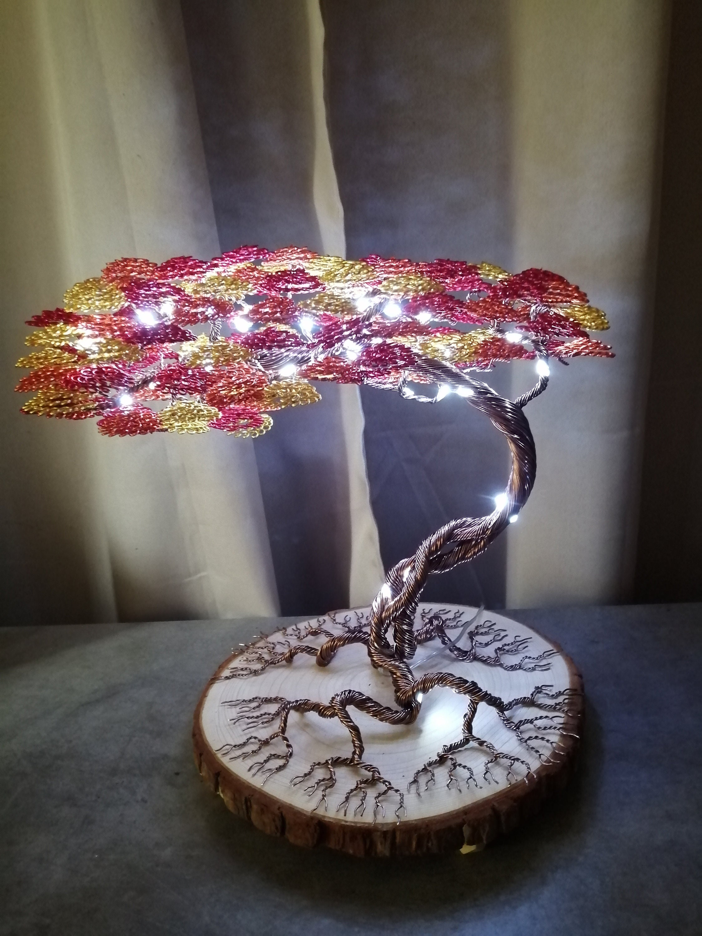 Luminous Bonsai tree aluminum wire sculpture 3 colors.