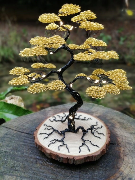 Leuchtende Bonsai-Baum-Skulptur aus Aluminiumdraht - Etsy Schweiz