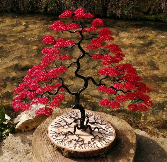 Escultura luminosa de alambre de aluminio de árbol bonsái -  México