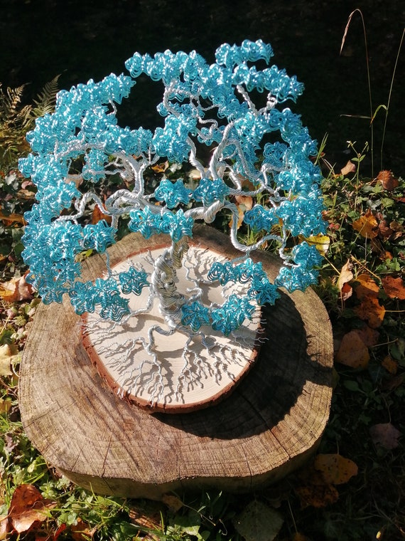 Luminous Bonsai Tree Aluminum Wire Sculpture 