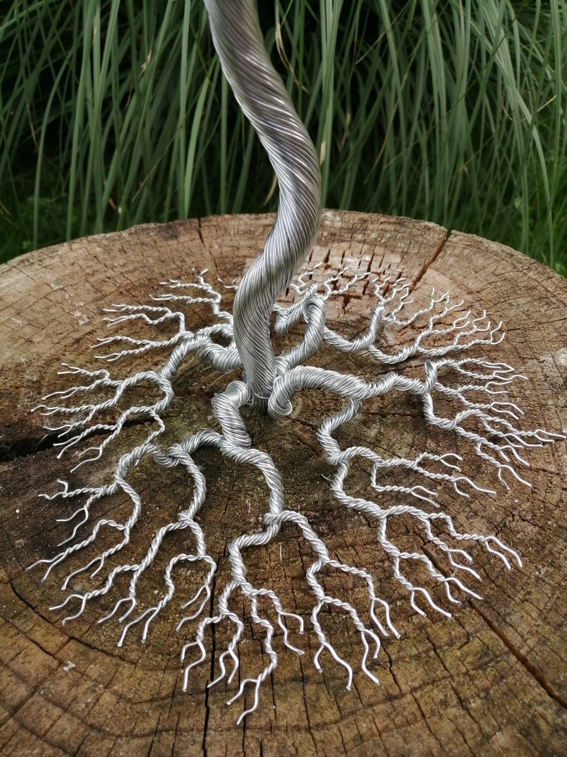 Escultura luminosa de alambre de aluminio de árbol bonsái -  México