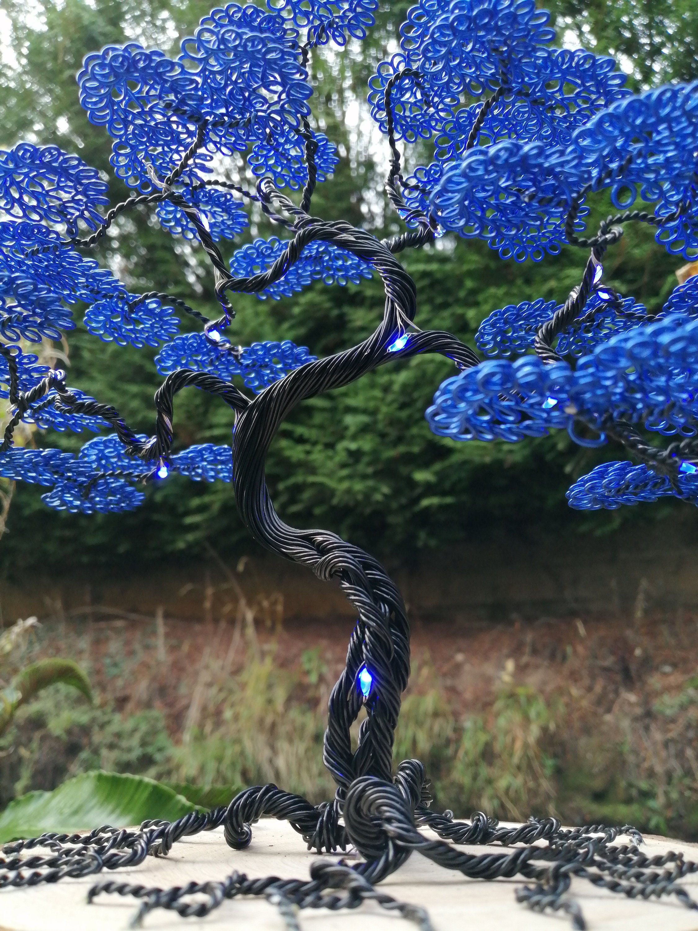 Bonsai tree aluminum wire sculpture