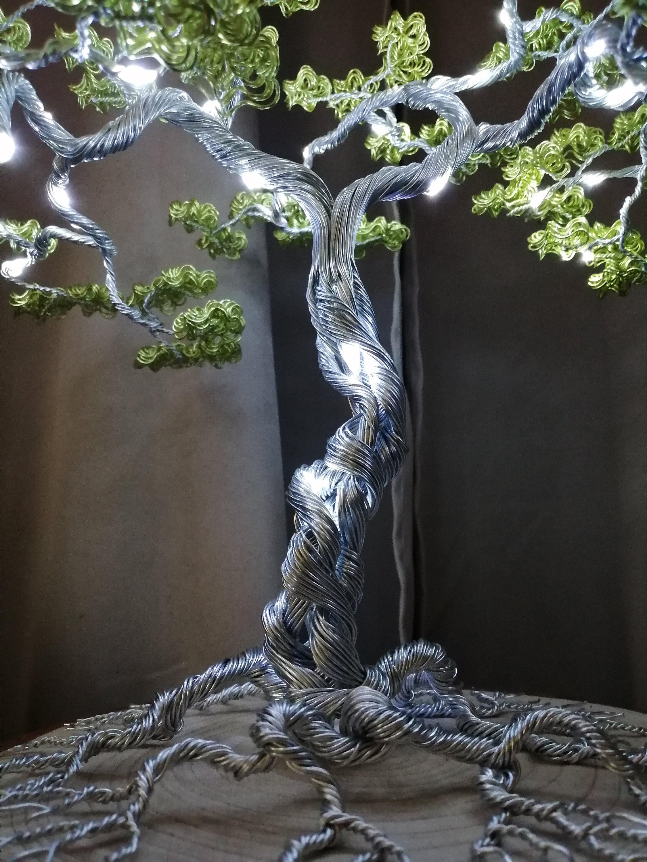 Luminous Bonsai Tree Aluminum Wire Sculpture 