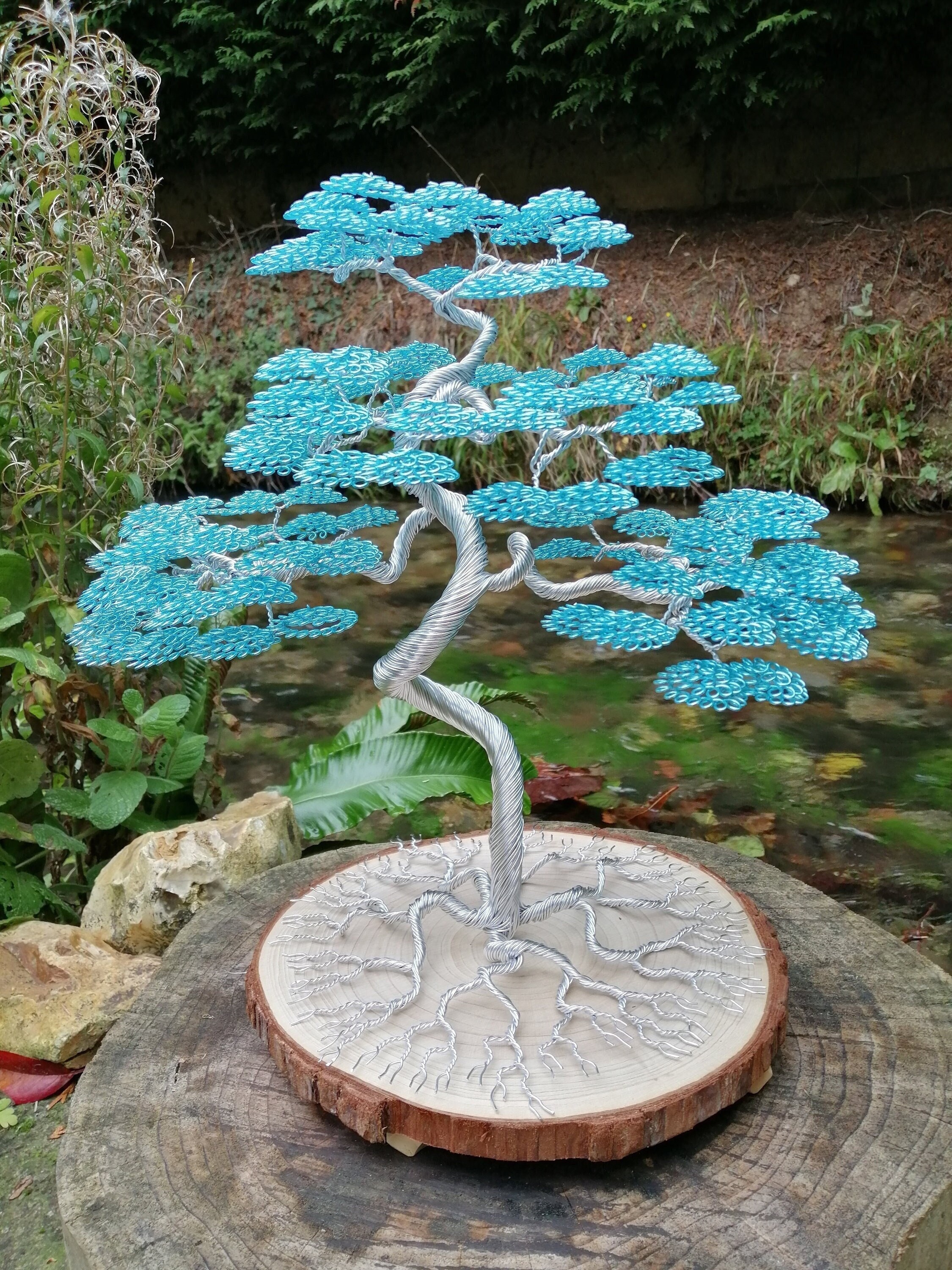 Bonsai tree aluminum wire sculpture