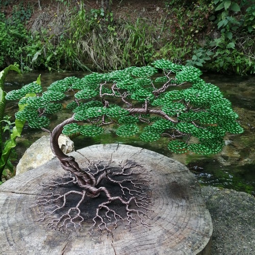 Luminous Bonsai Tree Aluminum Wire Sculpture Etsy