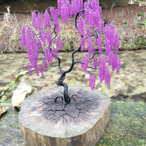 Luminous Bonsai Tree Aluminum Wire Sculpture Etsy
