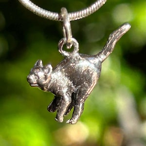 925 Halloween 3D Scaredy Cat Necklace- Sterling Silver Charm & Chain