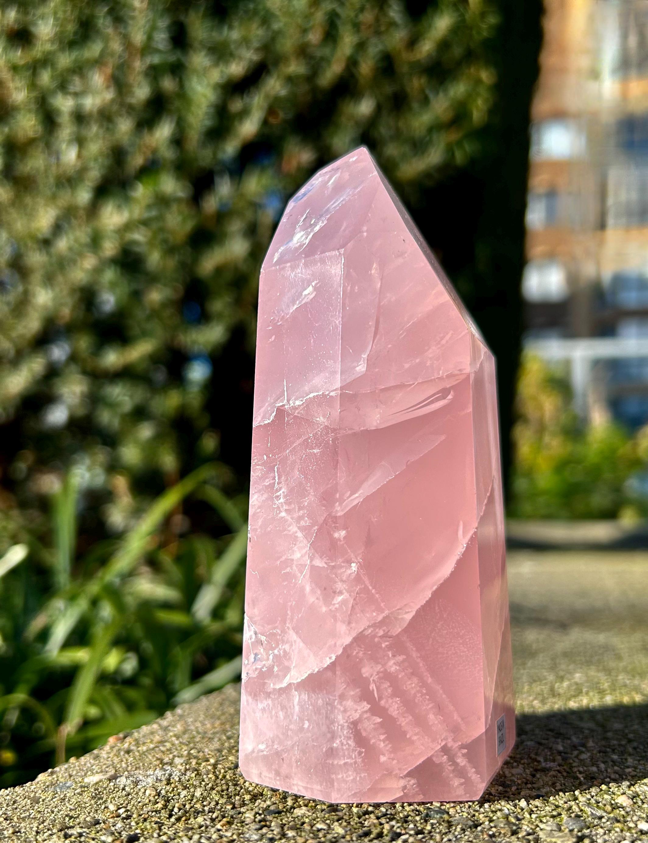Natural Pink Quartz Polished Tower: Handmade Brazilian Crystal - Etsy
