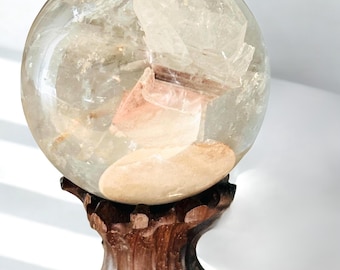 2.5" AAA Natural Lodolite (Garden Quartz/Shaman Stone) Sphere - Miner's choice Brazil- "Beach Rose"
