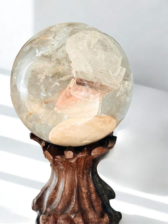 2.5" AAA Natural Lodolite (Garden Quartz/Shaman Stone) Sphere - Miner's choice Brazil- "Beach Rose"