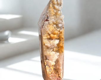 Pink Amethyst Druzy & Quartz Statement Tower, Partially Polished, 1.6 Kg, Handmade Brazil Direct