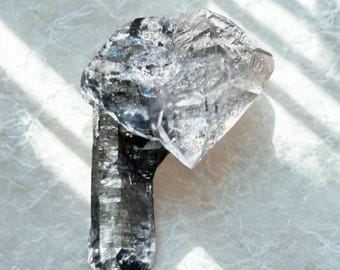 Herkimer Diamond - Black Stem, Side Car Chisel-Tip Gem, Repaired by Mine-Rare Sceptre