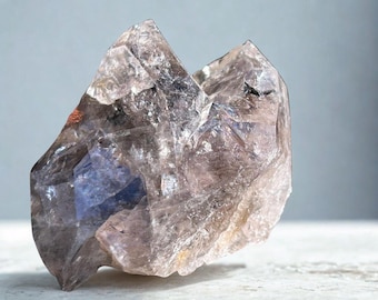 70g Rare Herkimer Diamond Style Quartz- Skeletal Black Castle-" Double Heart"
