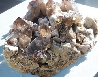 Smoky Quartz Cluster on Matrix – New Hampshire Mineral Specimen (750g)