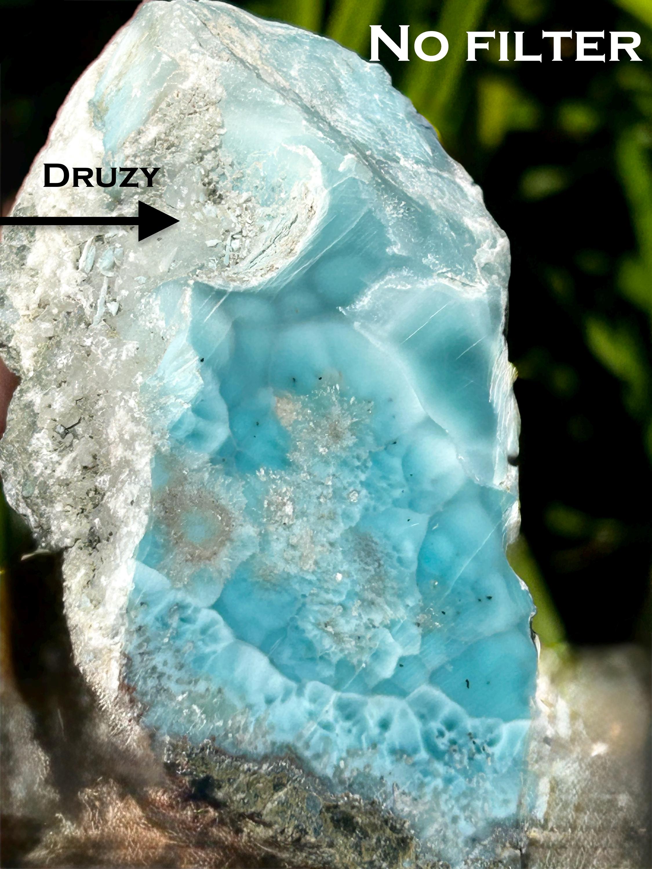 Rare Larimar Specimen 165g: Polished Druzy, Untreated Dominican