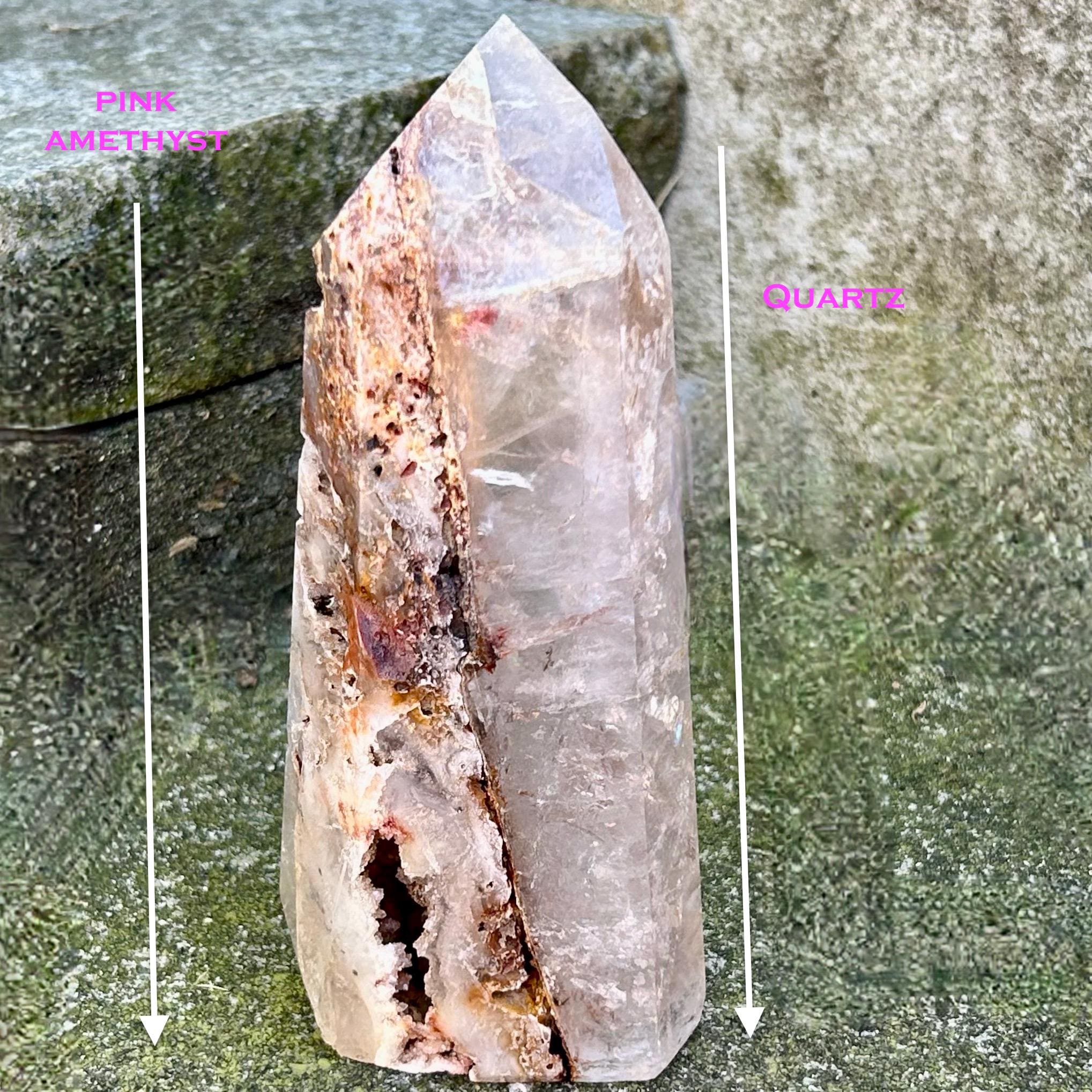 ピンクアメジスト＆バタフライクォーツタワー：ブラジル産クリスタル
