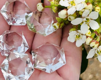 Lemurian Quartz  Faceted Diamond - Handmade, direct from Brazil
