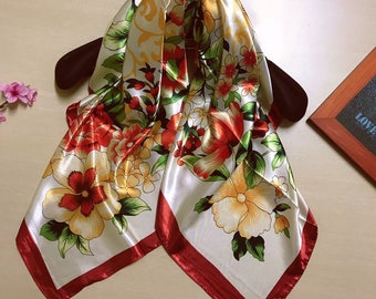 Printed quality Satin  Square Hair Wrap  Neck Scarf