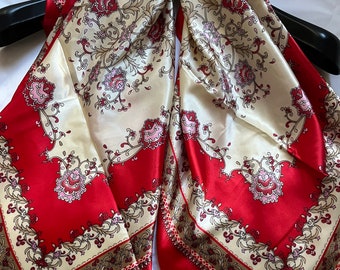 Fashion Printed Satin Square Hair Wrap Neck Scarf  Head Scarf