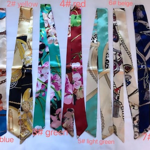Printed Satin Neck Scarf Hairband Scarf Bag Accessores Hair Ribbon Neckerchiefs Hair Ties