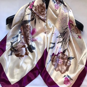 Printed Satin Square Hair Wrap Neck Scarf Head Scarf Shawl